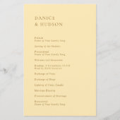 Minimalist Gelb Moderne Hochzeitsprogramm (Vorderseite)