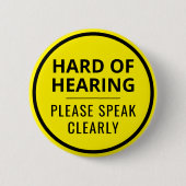 Minimalist Gelber Text Schwerhörig Button (Vorderseite)