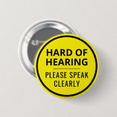 Minimalist Gelber Text Schwerhörig Button (Vorne & Hinten)