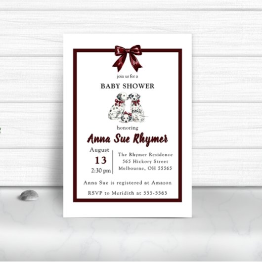 Minimalist Gender Neutral Chic Dalmation Invite Einladung