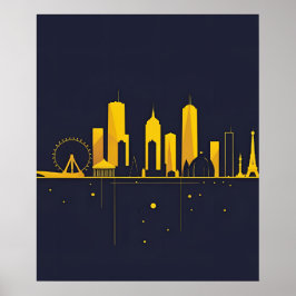 Minimalist Geometric City Skyline Silhouette Poster