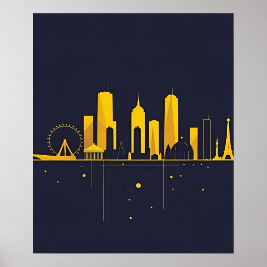 Minimalist Geometric City Skyline Silhouette Poster (Vorne)