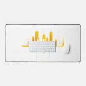 Minimalist Geometric City Skyline Silhouette Schreibtischunterlage (Tastatur & Maus)