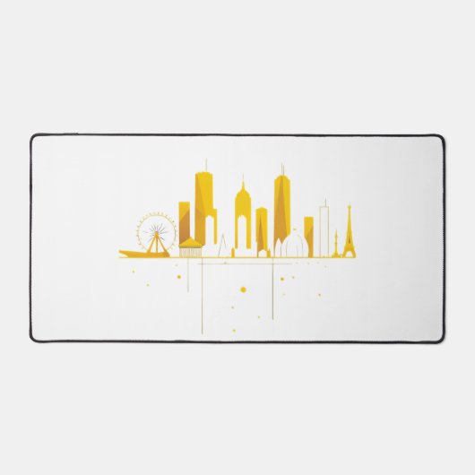 Minimalist Geometric City Skyline Silhouette Schreibtischunterlage (Vorderseite)