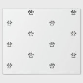 Minimalist Geometric Dog Paw Print Black and White Geschenkpapier (Flach)