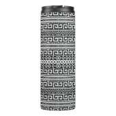 Minimalist Geometric Maze Lines Black White Thermosbecher (Rückseite)