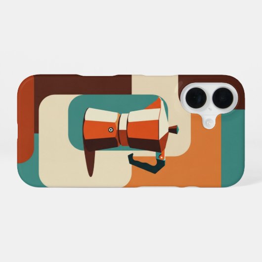 Minimalist Geometric Moka Maker iPhone 16 Hülle (Rückseite (Horizontal))