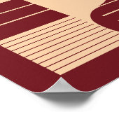 Minimalist Geometric Shapes on Dark Red Background Poster (Ecke)