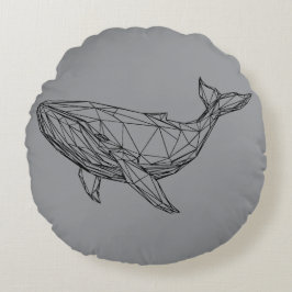Minimalist Geometric Whale Pillow Rundes Kissen