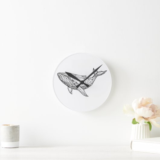 Minimalist Geometric Whale Wall Clock Runde Wanduhr (Zuhause)