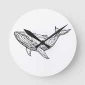 Minimalist Geometric Whale Wall Clock Runde Wanduhr (Vorderseite)