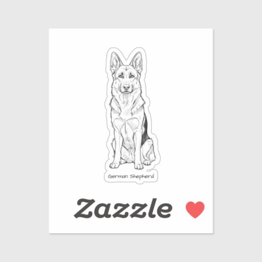 Minimalist German Shepherd Dog Line Art  Aufkleber (Blatt)