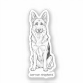 Minimalist German Shepherd Dog Line Art  Aufkleber (Vorderseite)