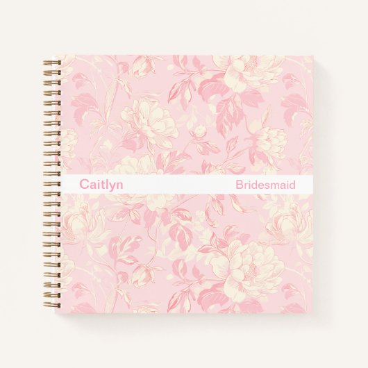 Minimalist gestreifte Soft-Pfirsich-Blumen Quadrat Notizblock (Vorderseite)
