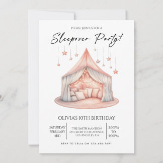 Minimalist Girl Sleepover birthday Einladung