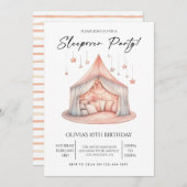 Minimalist Girl Sleepover birthday Einladung (Vorne/Hinten)