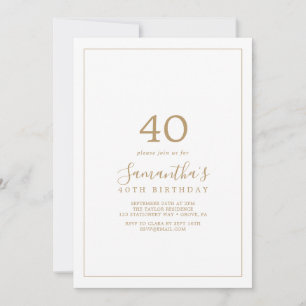 Minimalist Gold 40. Geburtstag Einladung