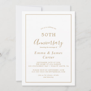 Minimalist Gold 50. Hochzeitstag Einladung