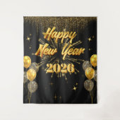 Minimalist Gold And Black New Year Backdrop Wandteppich (Vorderseite)
