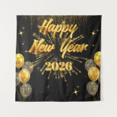 Minimalist Gold And Black New Year Backdrop Wandteppich (Vorderseite)