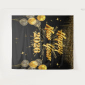 Minimalist Gold And Black New Year Backdrop Wandteppich (Vorderseite (Horizontal))