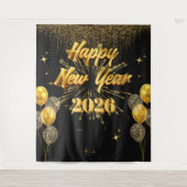 Minimalist Gold And Black New Year Backdrop Wandteppich (Vorderseite)
