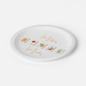 Minimalist Gold and White Mahjong Flower Tiles Pappteller (Schrägansicht)