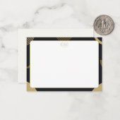 Minimalist Gold & Black Border Monogram Note Card Mitteilungskarte (Vorderseite/Rückseite Beispiel)