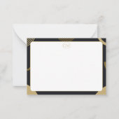 Minimalist Gold & Black Border Monogram Note Card Mitteilungskarte (Vorderseite)