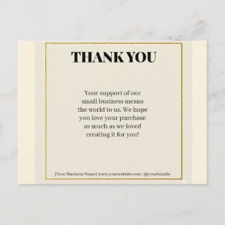 Minimalist Gold Border Luxury Business Thank You P Feiertagspostkarte