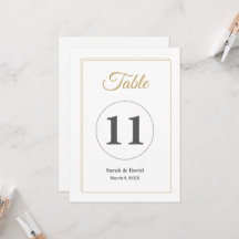 Minimalist Gold Border Wedding Table Number Card