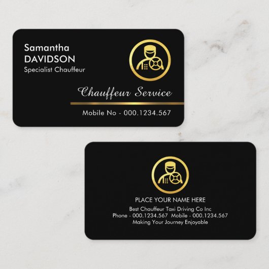 Minimalist Gold Chauffeur Line Visitenkarte (Vorne/Hinten)