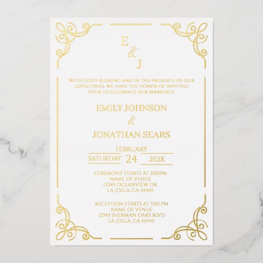Minimalist gold foil wedding invitation folieneinladung (Vorderseite)