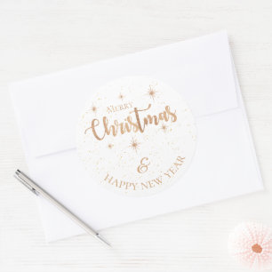Minimalist Gold Frohe Weihnachten und ein glücklic Runder Aufkleber