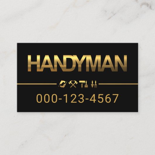 Minimalist Gold Handyman Tools Line Visitenkarte (Vorderseite)