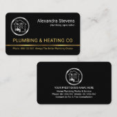 Minimalist Gold Line Silver Plumbing Heating Visitenkarte (Vorne/Hinten)