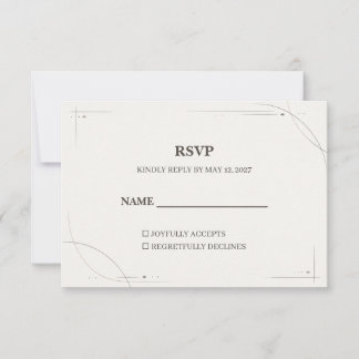 Minimalist Gold Line Wedding RSVP Card Dankeskarte