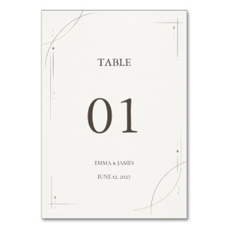 Minimalist Gold Line Wedding Table Number Card Tischnummer
