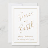 Minimalist|Gold Peace on Earth Christmas Card Einladung (Vorderseite)