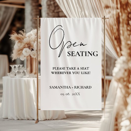 Minimalist Gold  Script Wedding Open Seating Sign Wandteppich