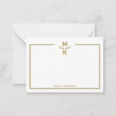 Minimalist Gold Two Border Monogram Note Card Mitteilungskarte (Vorderseite)