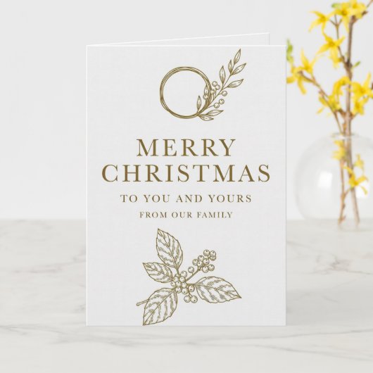 Minimalist Gold Typography Christmas Card Karte (Gelbe Blume)