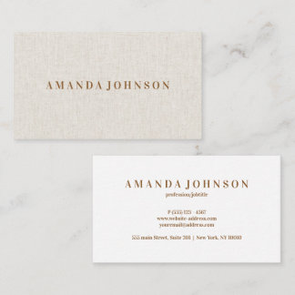 Minimalist Golden Beauty Salon Beige Linen Look Visitenkarte