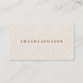 Minimalist Golden Beauty Salon Beige Linen Look Visitenkarte (Vorderseite)