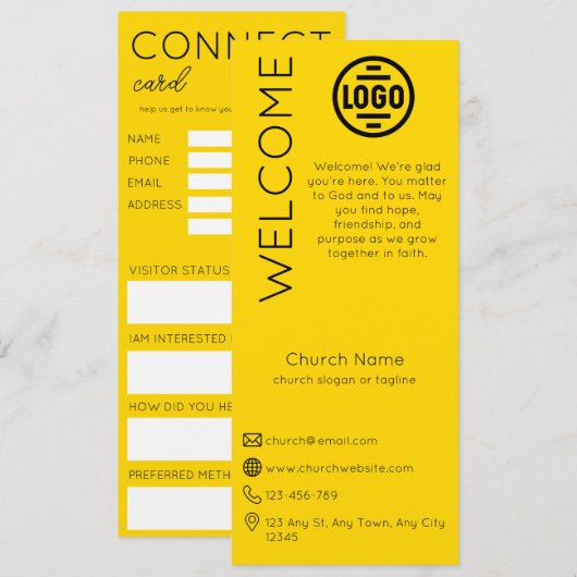 Minimalist Golden Church Connection Card Einladung (Vorne/Hinten)