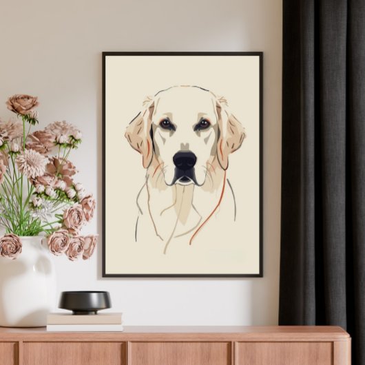 Minimalist Golden Retriever Line Art Leinwanddruck