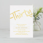 Minimalist Golden Script 30TH Birthday Party Gold Folieneinladung (Stehend vorne)