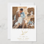 Minimalist Golden Wheat 3 Photos Collage Wedding (Vorderseite)