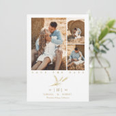 Minimalist Golden Wheat 3 Photos Collage Wedding (Stehend Vorderseite)