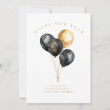 Minimalist Goldene Schwarze Ballons Name Frohes Ne